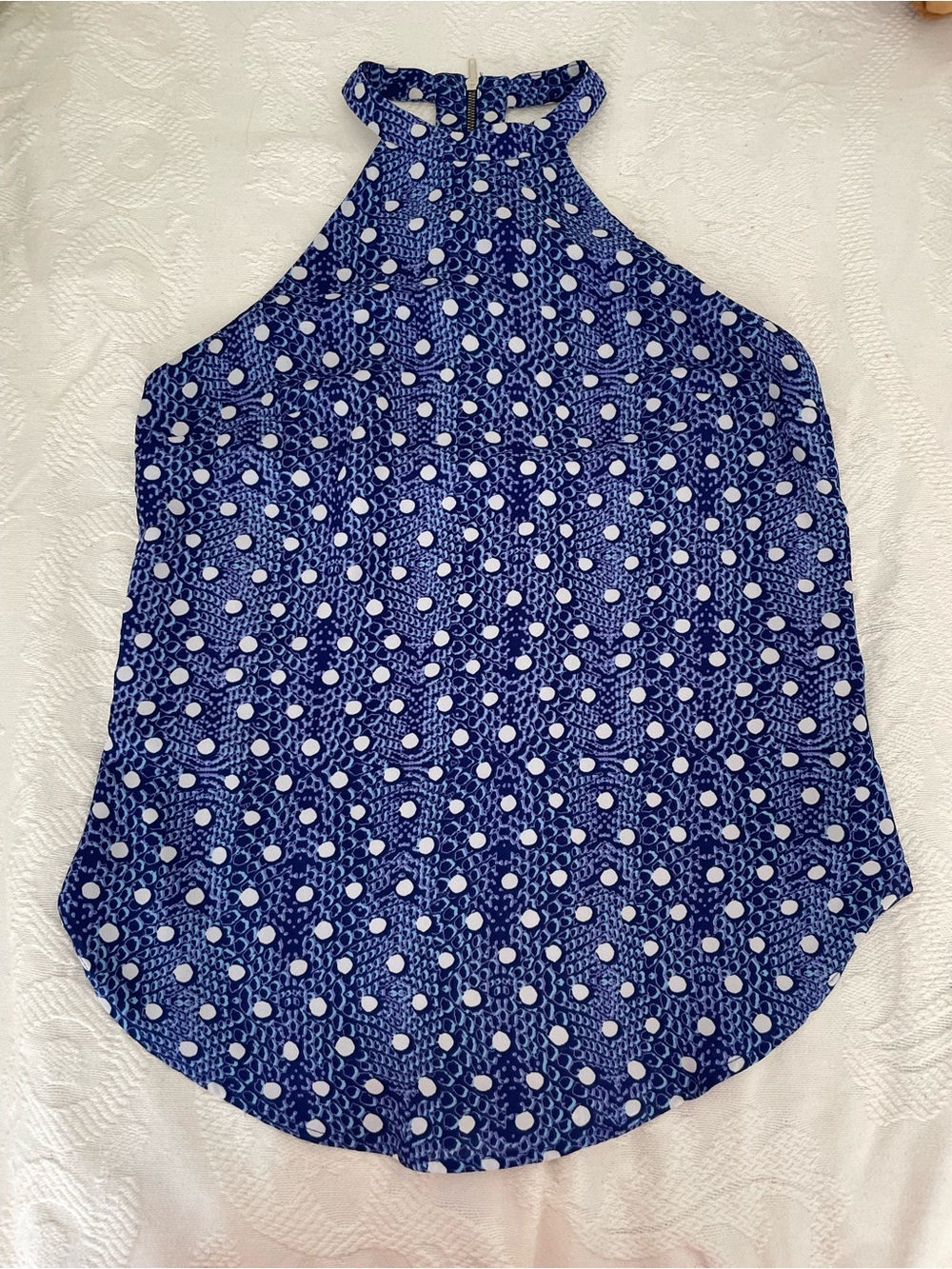 Dynamite Blue Halter Neck Polka Dot Tank Top - Picture 1 of 5